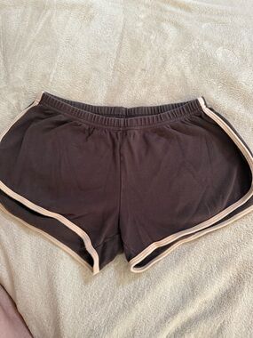 American Apparel Brown Shorts with Cream Trim